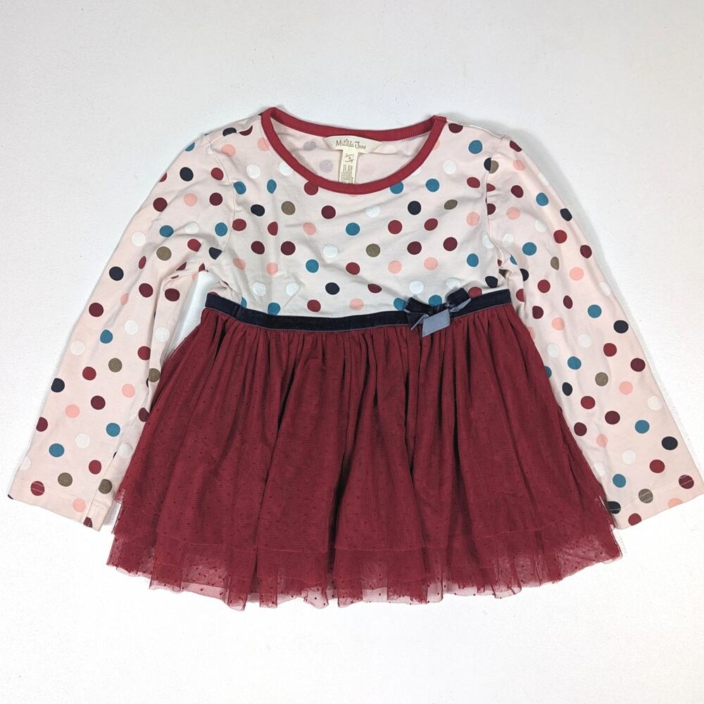 Matilda Jane Top Girls Sz 4 Tulle Polka Dot Casual Skirted Long Sleeve Boutique
